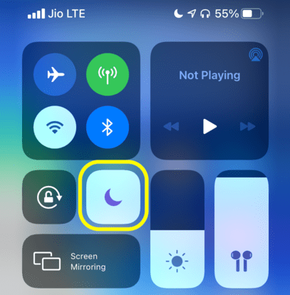 How to turn off Do Not Disturb on iPhone from Control Center