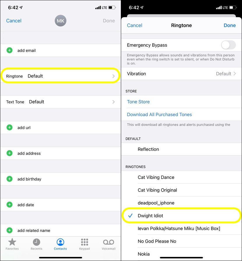 How to turn off call notifications for individual contact by using a different ringtone for the person