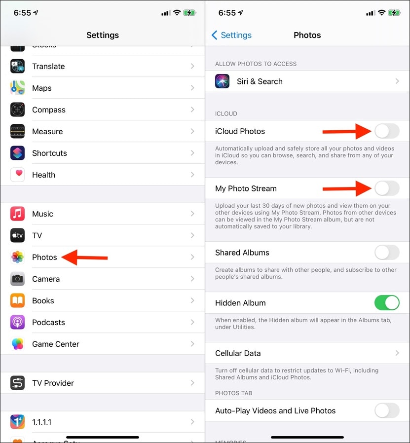 How to unsync photos from iPhone to iPad