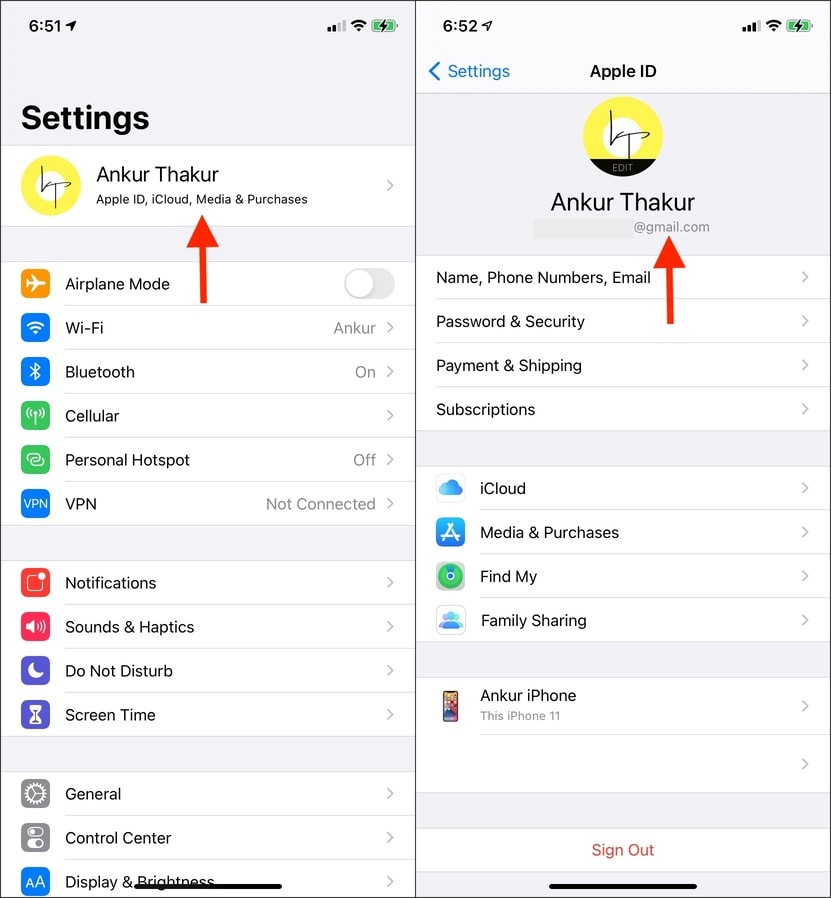 This is your Apple ID on iPhone and iPad. For sync make sure both are the same.