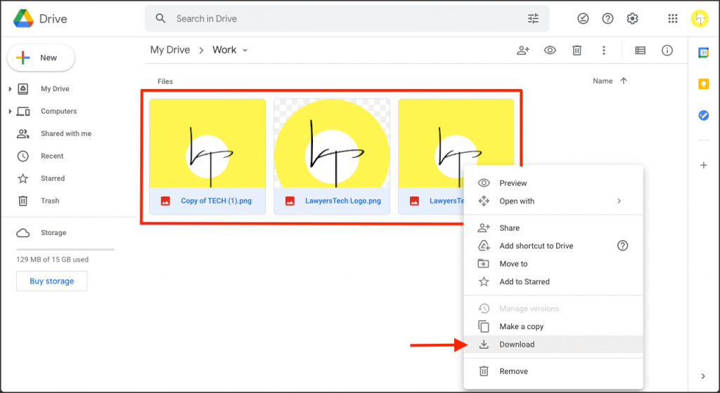 To make ZIP file without MACOSX folder select files in Google Drive and download it on Mac